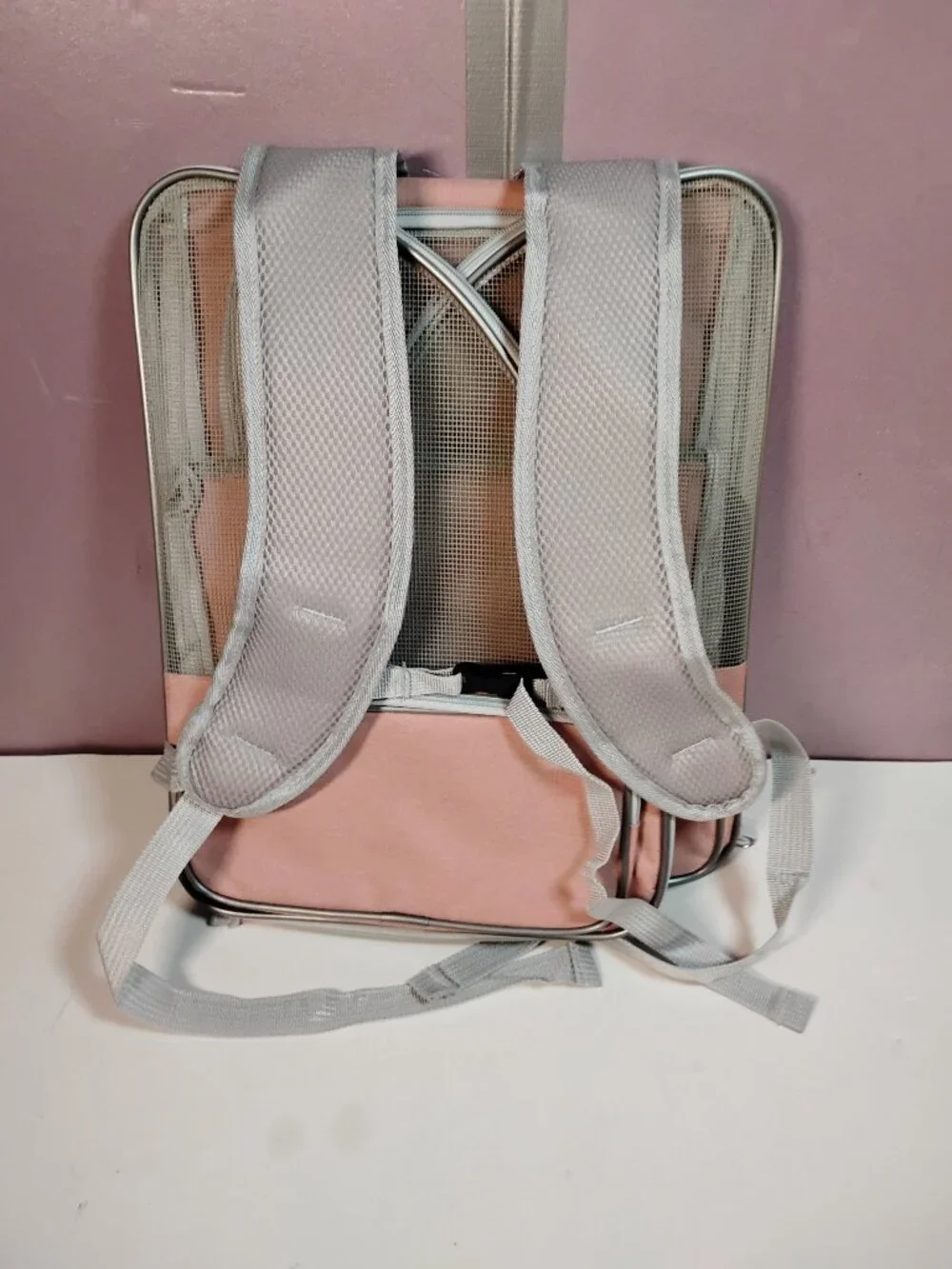 Pink Pet Carrier Backpack Breathable Mesh Small Dog Cat Travel Bag Foldable